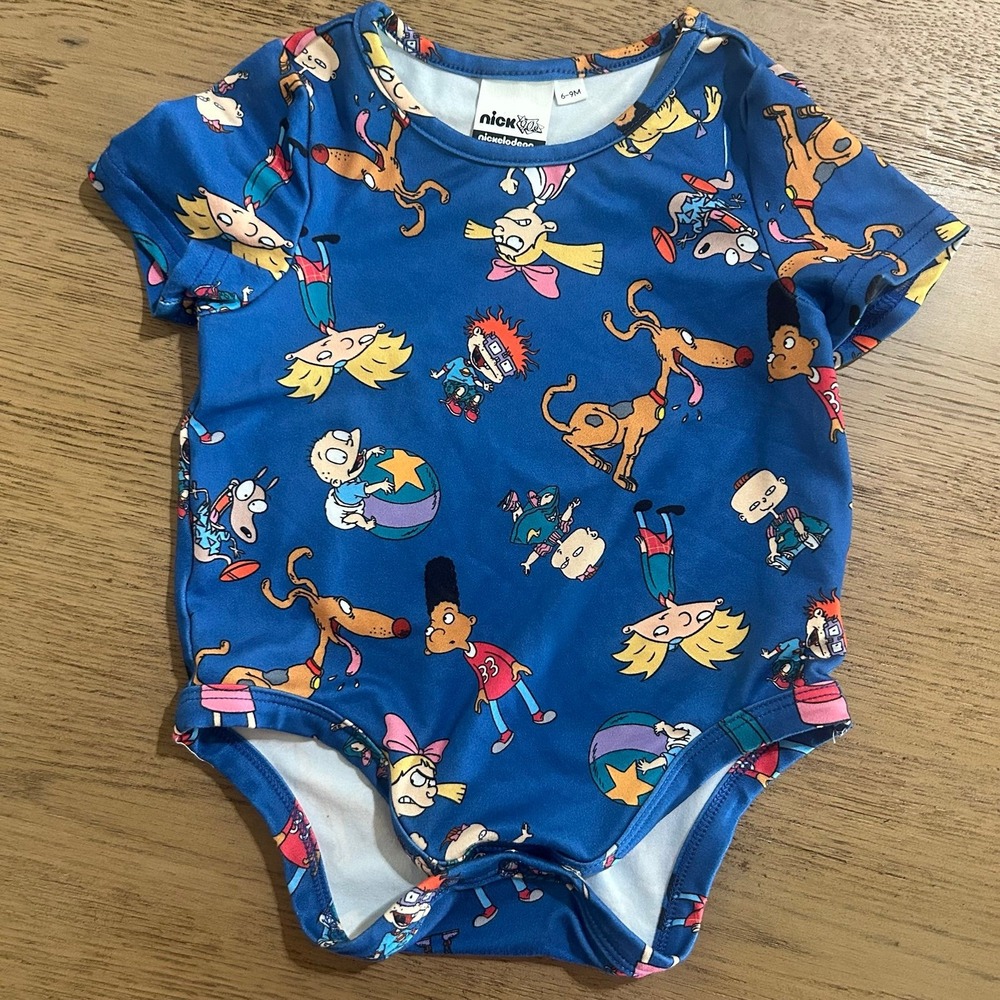 Nickelodeon Rugrats Blue Short Sleeve Baby Bodysuit 6-9 Months